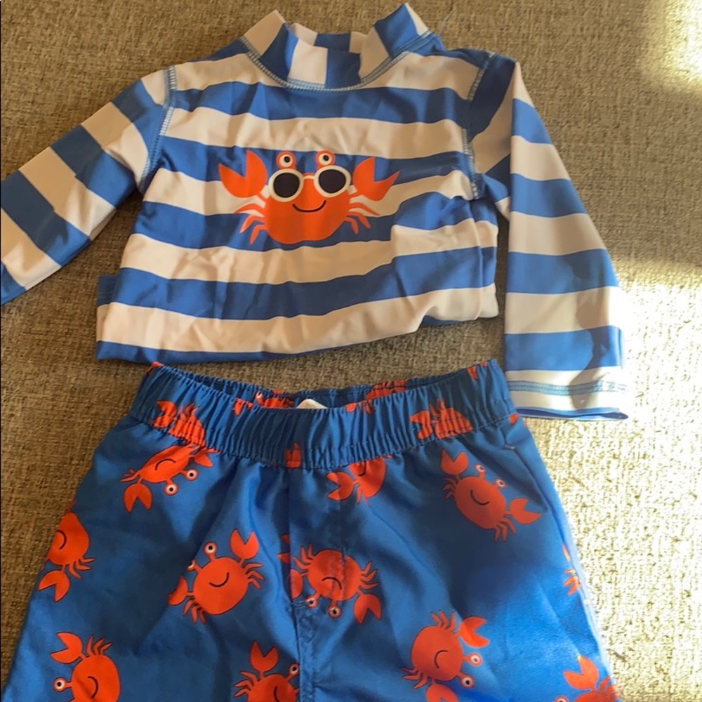 Little Me 6-9M Infant Rash Guard /Swimming Trunks